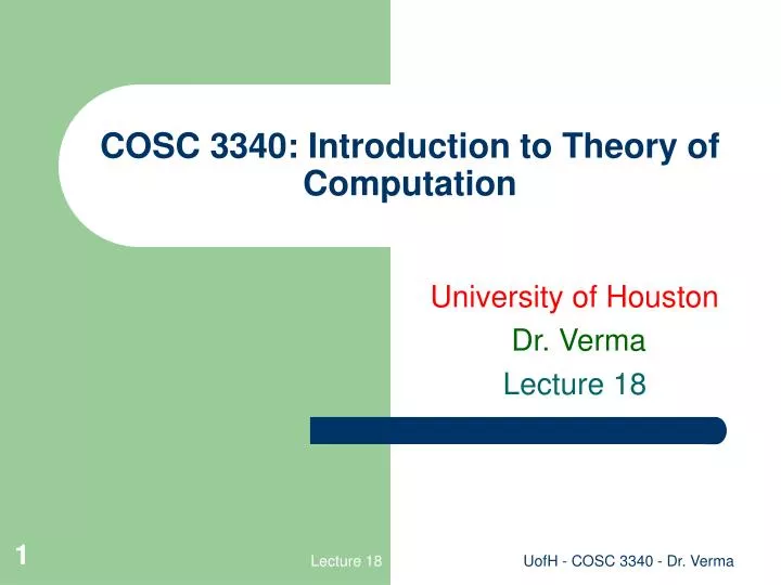 PPT - COSC 3340: Introduction To Theory Of Computation PowerPoint ...