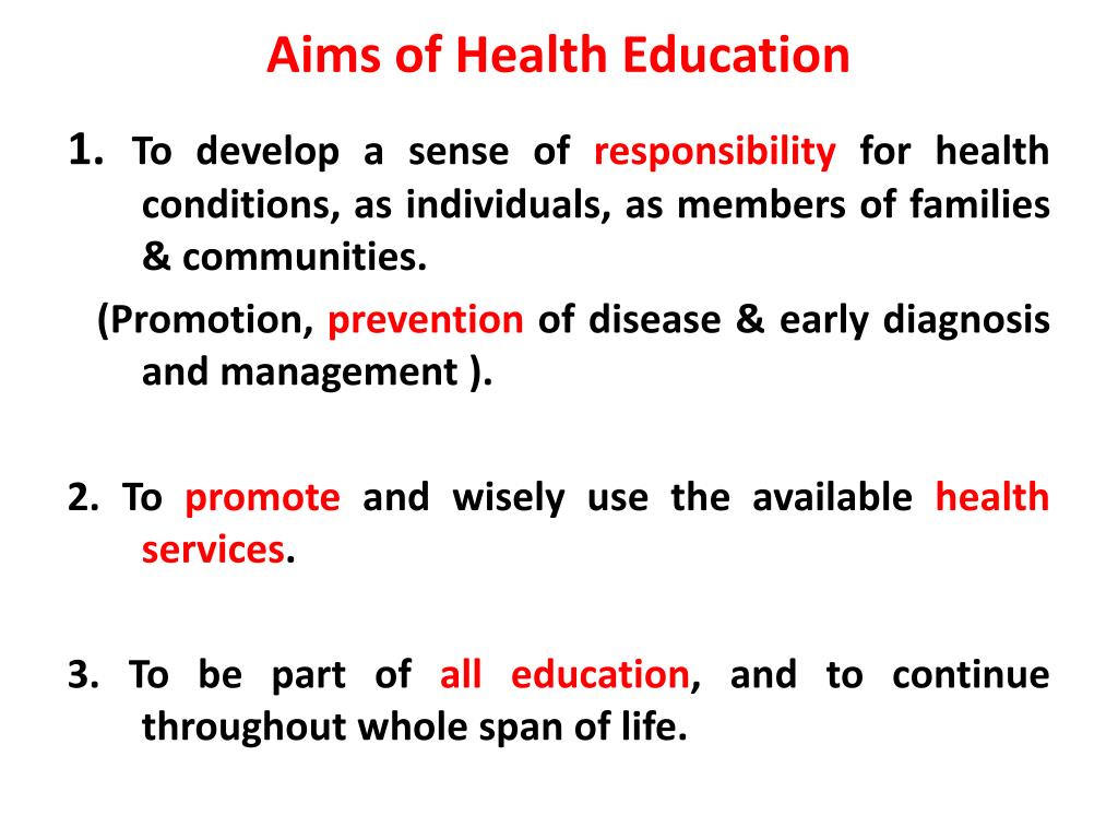 objectives of health education