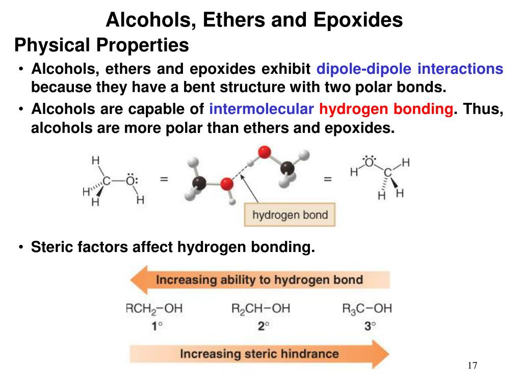 ethers vs alcohols properties