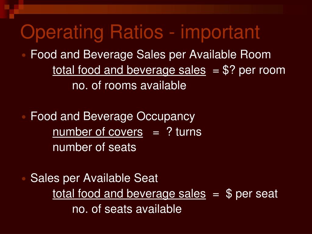 PPT FOOD AND BEVERAGE MANAGEMENT Interactions, Ratios and Contract