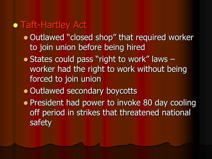 taft hartley act taft hartley act