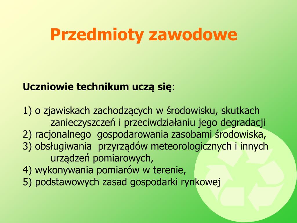 PPT - TECHNIK OCHRONY ŚRODOWISKA w Zespole Szkół Nr 2 im. Noblistów