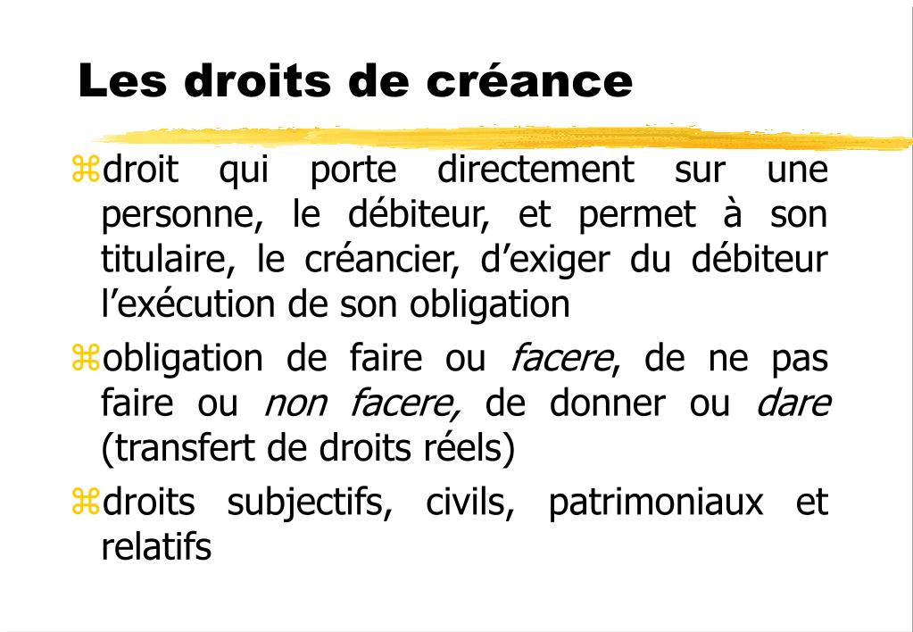 PPT - Les droits de créance PowerPoint Presentation, free download - ID ...