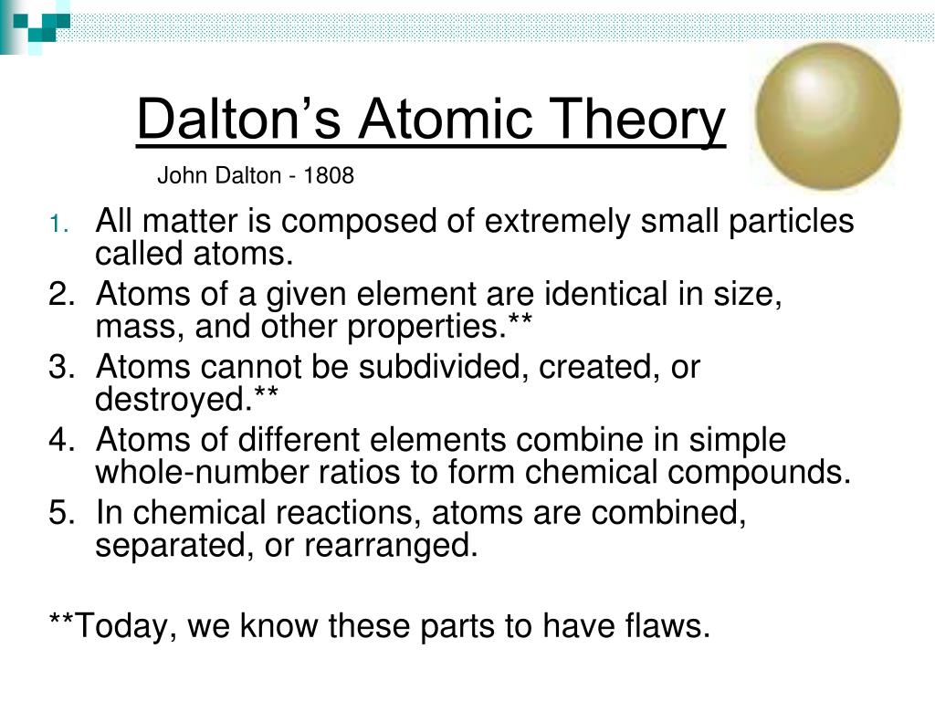 5 hypothesis of dalton's atomic theory