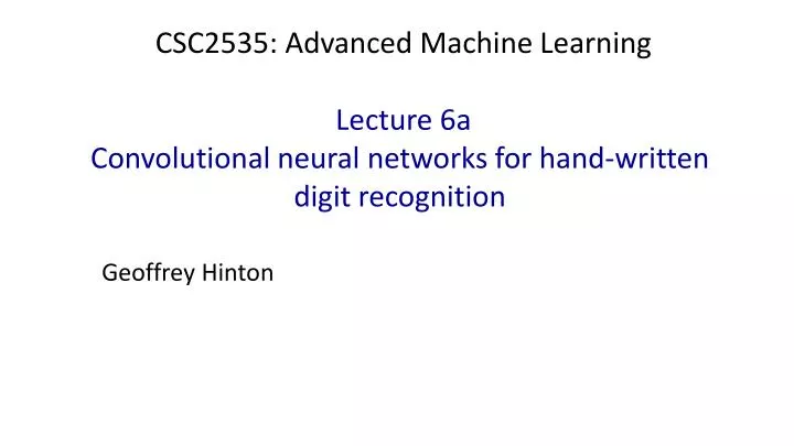 geoffrey hinton neural networks for machine learning