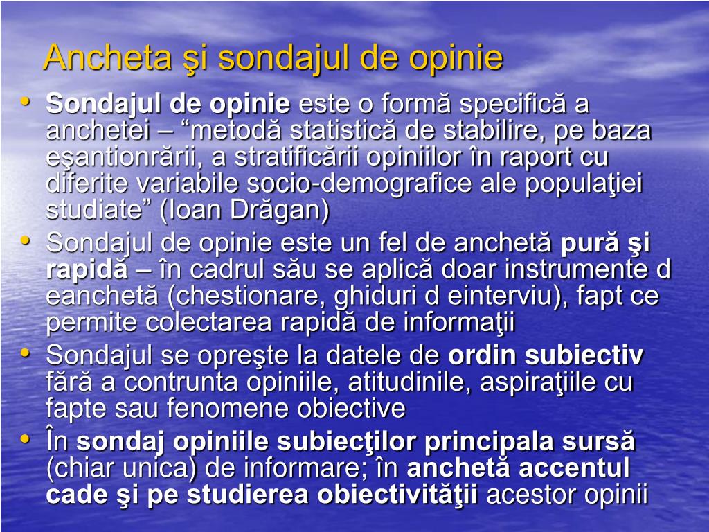 PPT - Ancheta sociologica şi sondajul de opinie PowerPoint Presentation -  ID:5533973