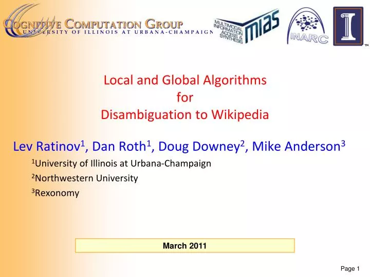 local and global algorithms for disambiguation to wikipedia n.