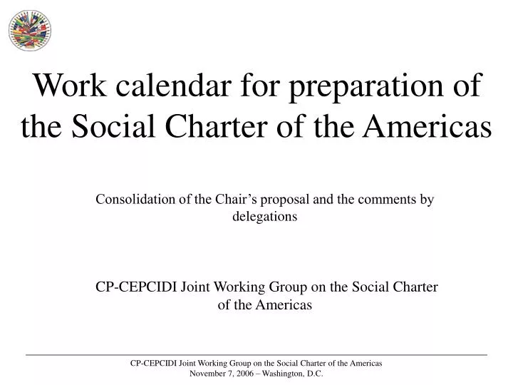 PPT Work calendar for preparation of the Social Charter of the