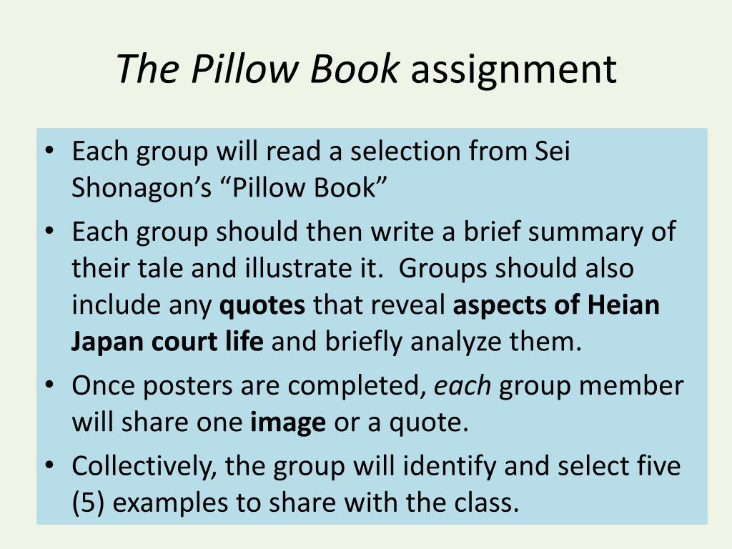 Ppt Pillow Book Powerpoint Presentation Id5535846 - 