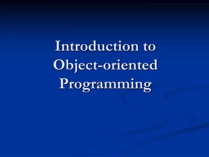 introduction to object oriented programming n.