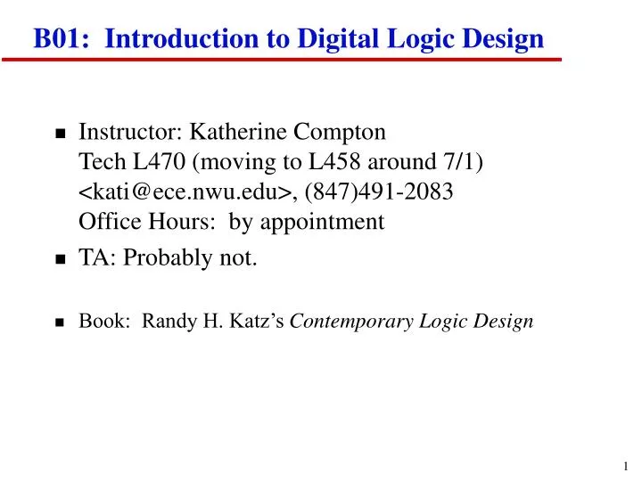 PPT - B01: Introduction To Digital Logic Design PowerPoint Presentation ...