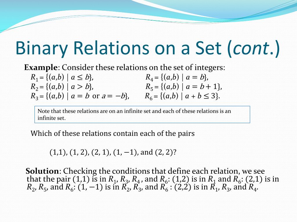 what are the properties of binary relation