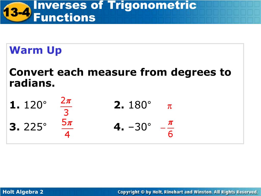 PPT - Warm Up Convert each measure from degrees to radians. 25. 2520 Throughout Radians To Degrees Worksheet