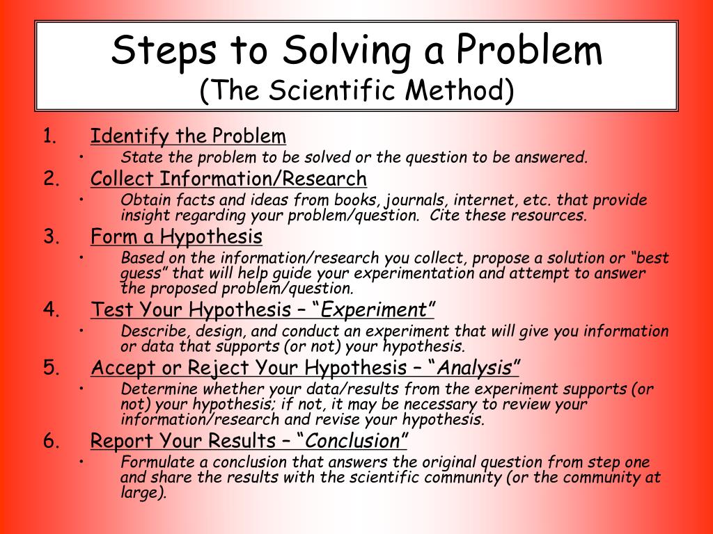 steps in solving a problem using scientific method