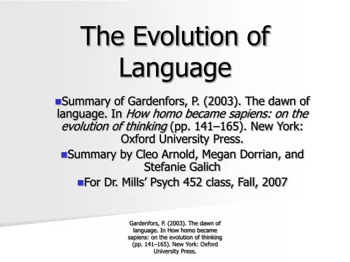 PPT - The Evolution of Language PowerPoint Presentation, free download - ID:5544182