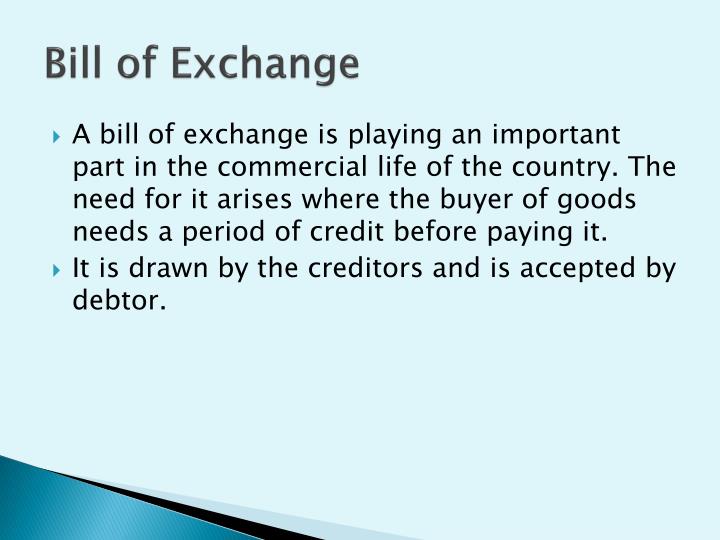 importance of bill of exchange