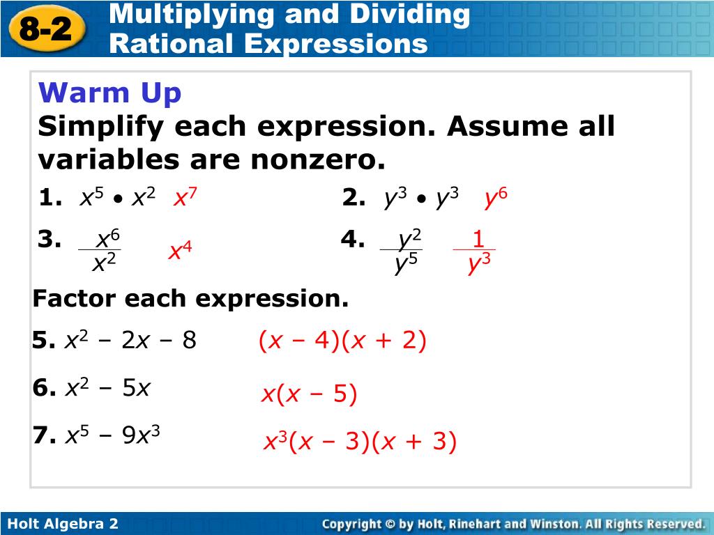 Ppt Warm Up Simplify Each Expression Assume All Variables Are Nonzero Powerpoint Presentation Id