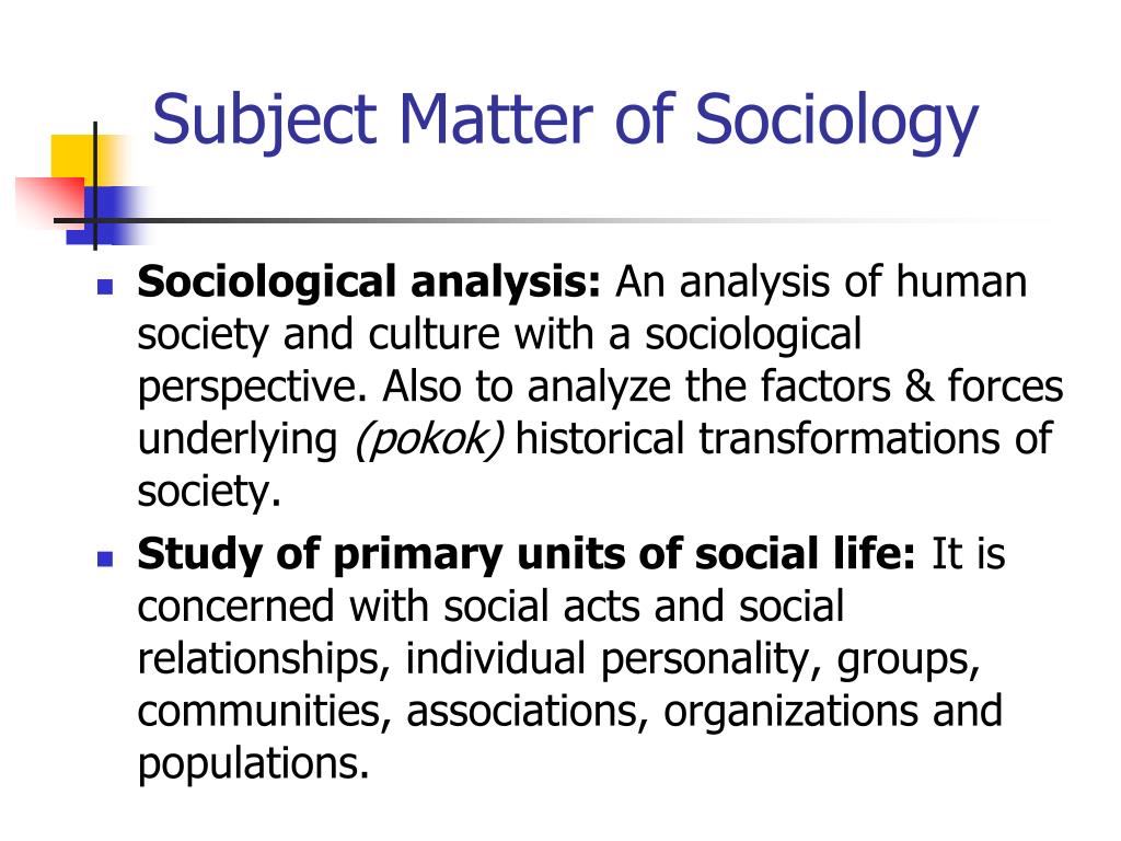 subject matters of sociology