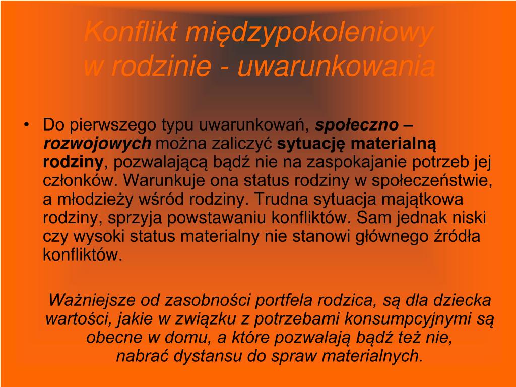Konflikt Pokoleń Jako Motyw Literacki PPT - KONFLIKT POKOLEŃ W RODZINIE PowerPoint Presentation, free