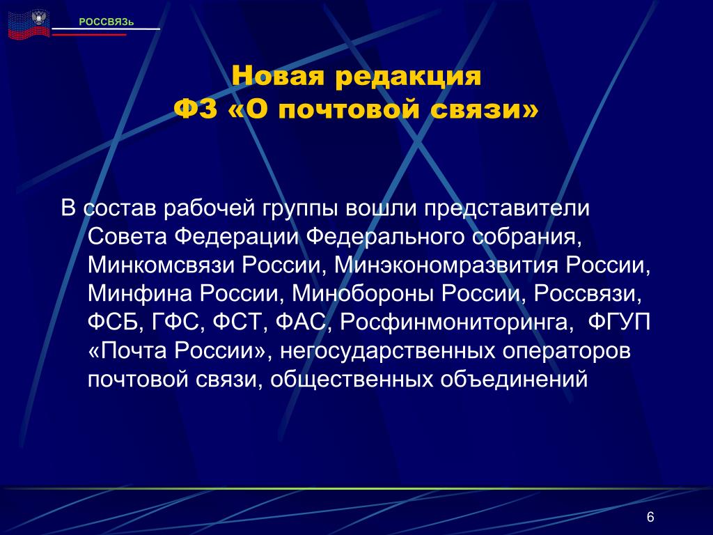 В состав рабочих групп вошли. ФЗ О почтовой связи. Почтовая связь. Презентация на тему Почтовая связь. 176 ФЗ О почтовой связи.