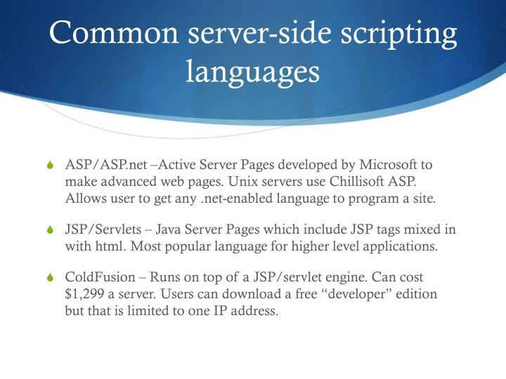 Client Side Scripting Languages