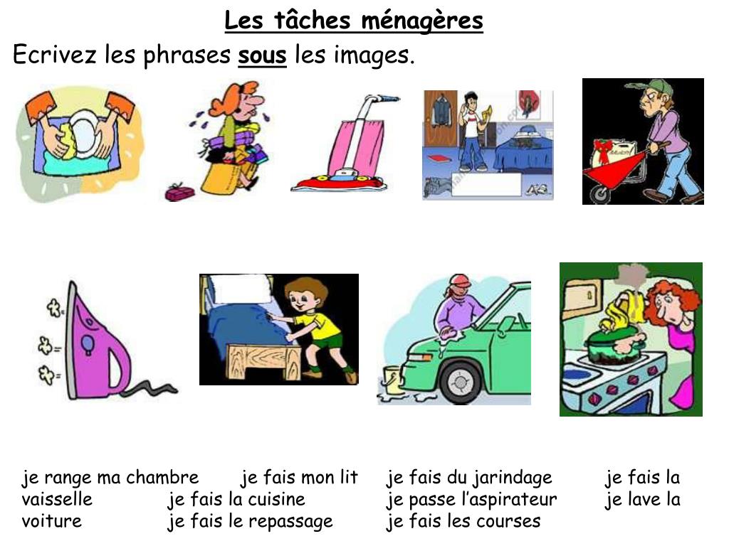 PPT - Les tâches ménagères PowerPoint Presentation, free download -  ID:5550800