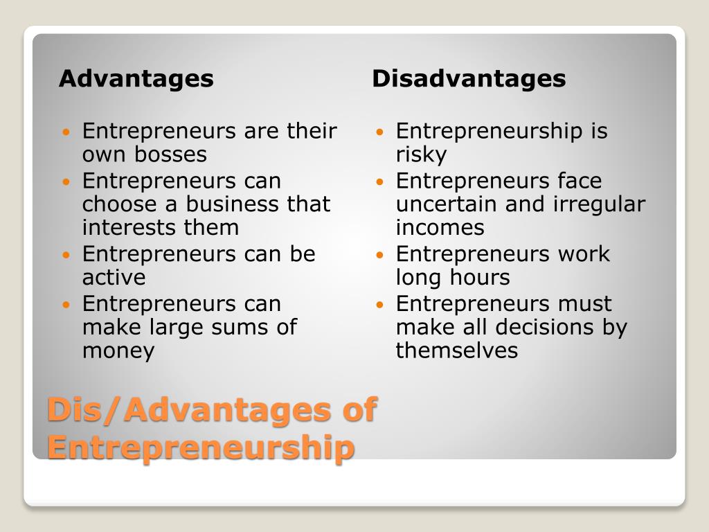 essay about advantages and disadvantages of being an entrepreneur