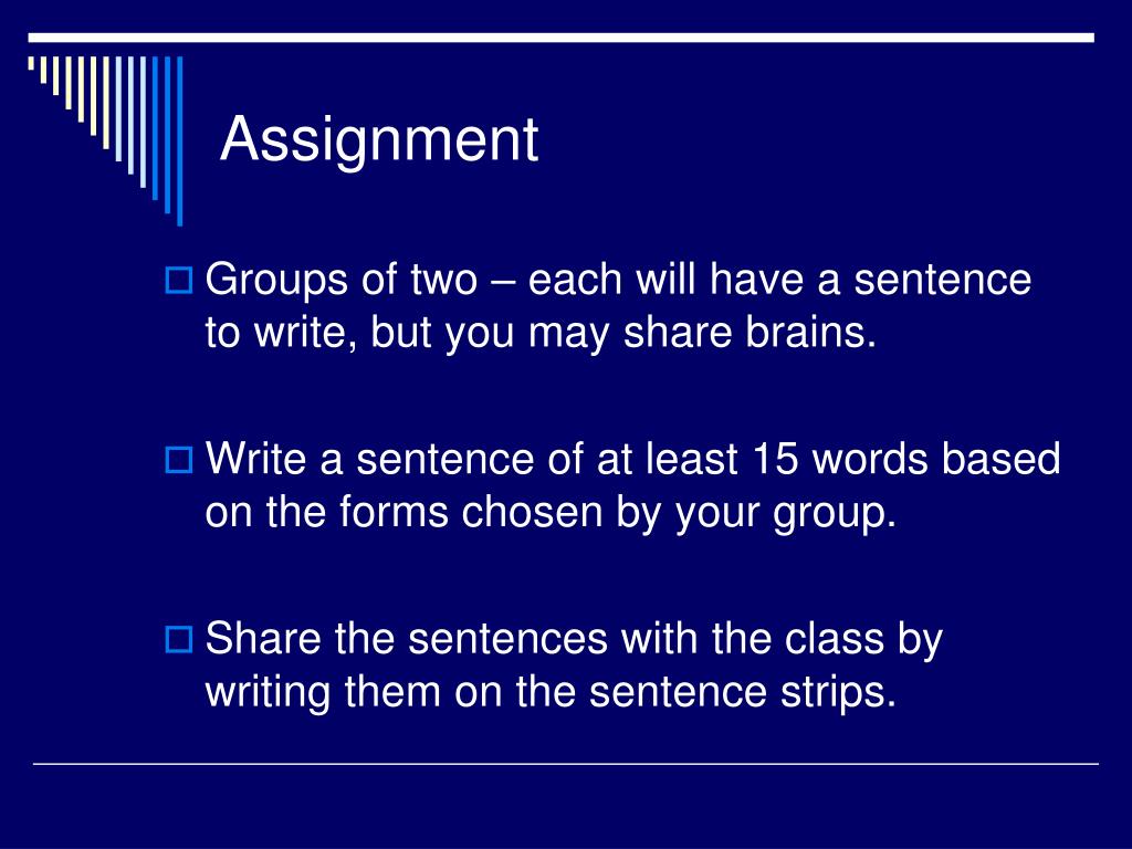assignment sample sentences