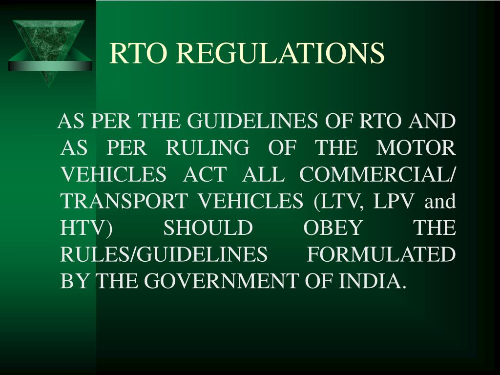PPT - RTO RULES & REGULATIONS AND THEIR IMPACT ON MOTOR OD CLAIMS OF