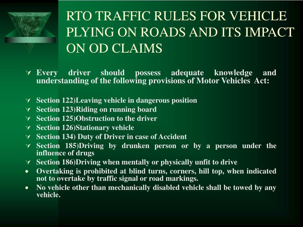 PPT - RTO RULES & REGULATIONS AND THEIR IMPACT ON MOTOR OD CLAIMS OF