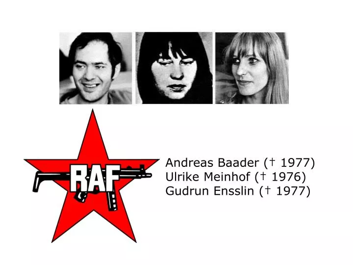 PPT - Andreas Baader († 1977) Ulrike Meinhof († 1976) Gudrun ...