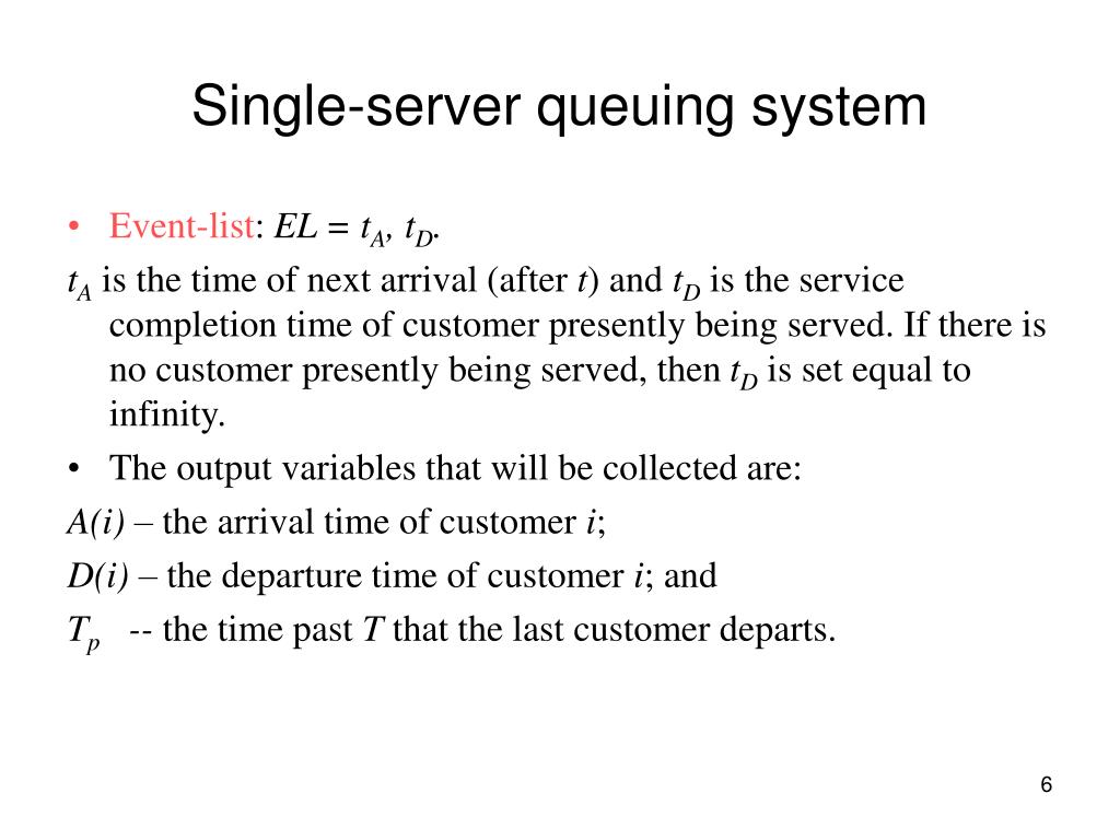 Single server queuing simulation