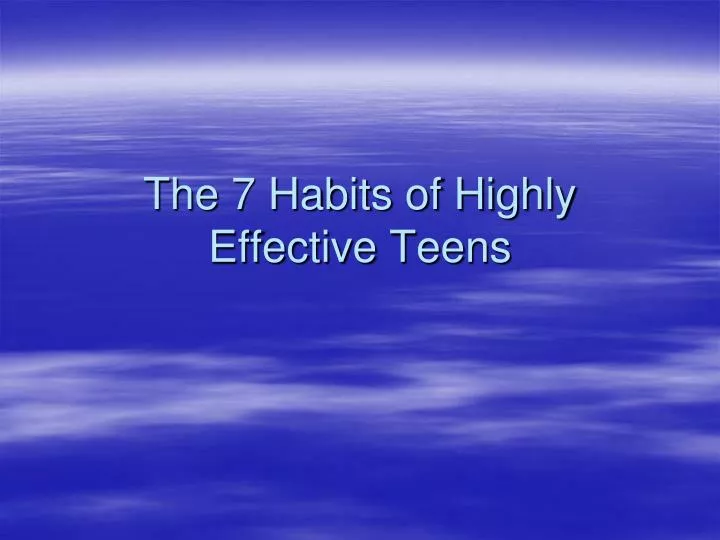 the 7 habits of highly effective teens n.