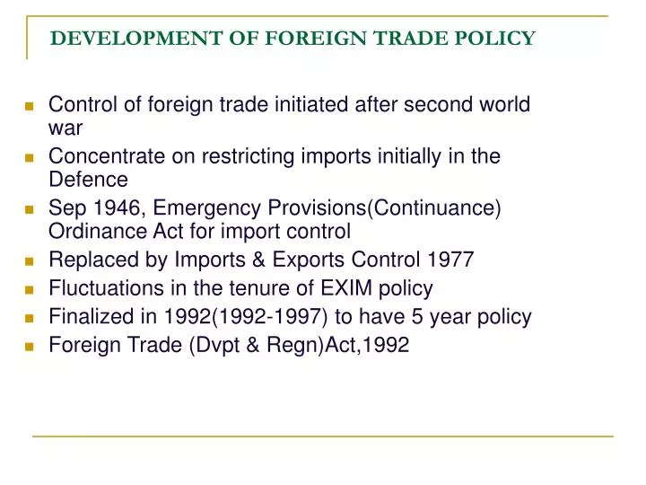 objective of foreign trade policy