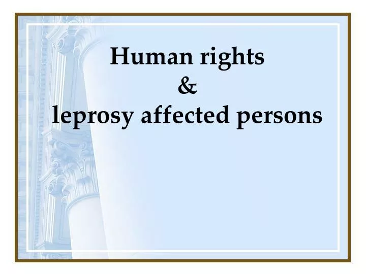 human rights leprosy affected persons n.