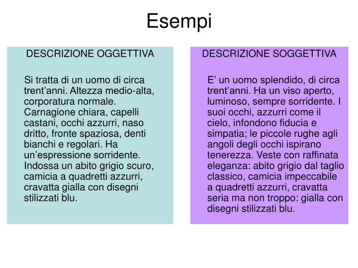 Esempio Di Descrizione Soggettiva Di Se Stessi PPT - IL TESTO DESCRITTIVO PowerPoint Presentation - ID:5558696
