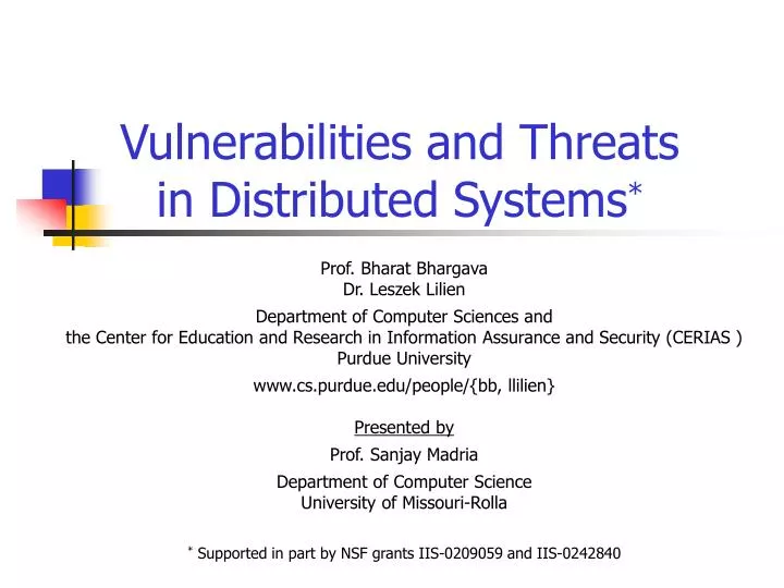 PPT Vulnerabilities and Threats in Distributed Systems * PowerPoint