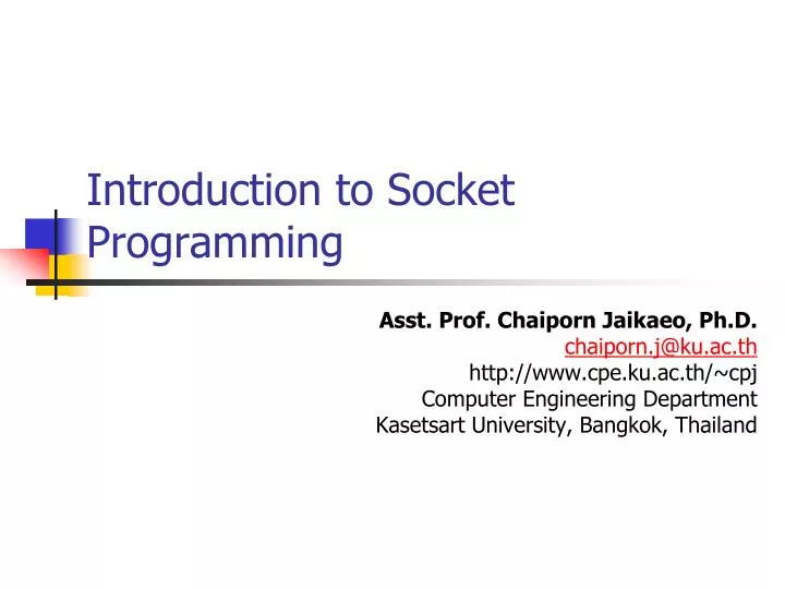 PPT - Introduction to Socket Programming PowerPoint Presentation, free ...