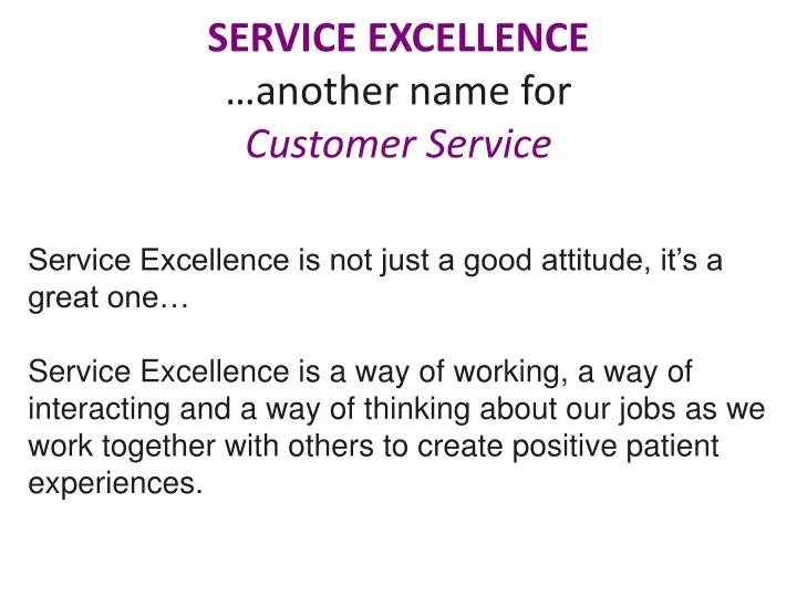 service excellence another name for customer service n.