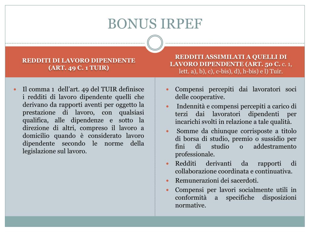 PPT BONUS IRPEF PowerPoint Presentation, free download ID5563300