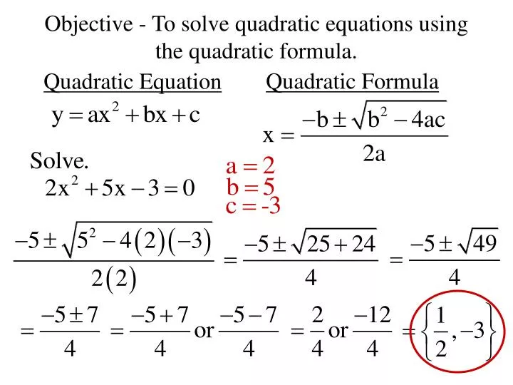 solving quadratic equations ppt