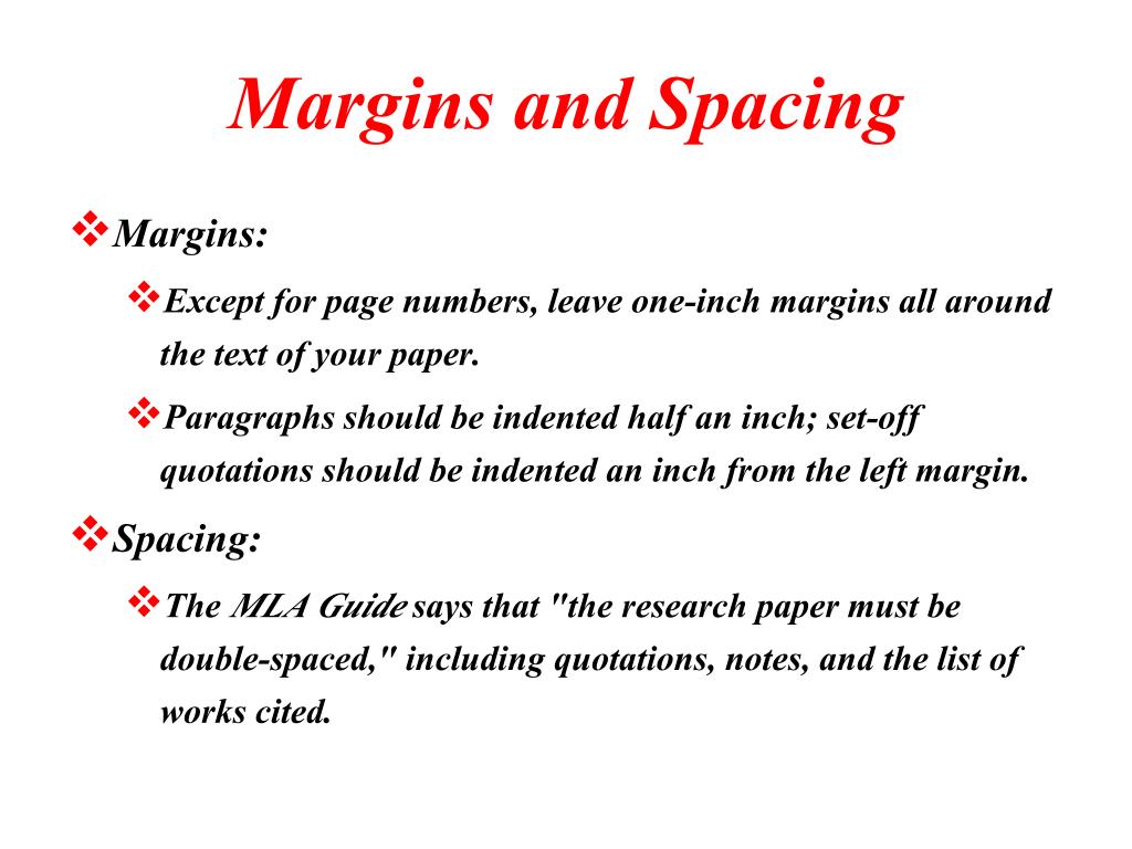 format of research paper margin