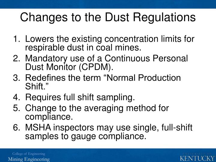 PPT Investigation of Coal Dust Mitigation Strategies PowerPoint