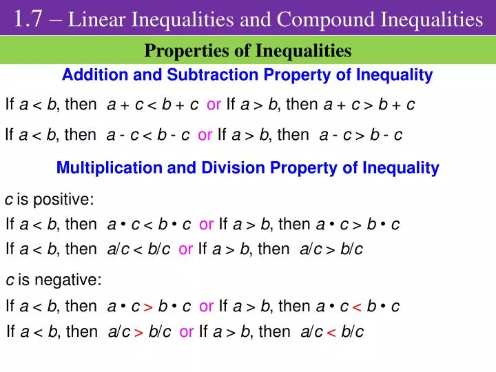 Ppt - Properties O F Inequalities Powerpoint Presentation, Free Download - Id:5567539