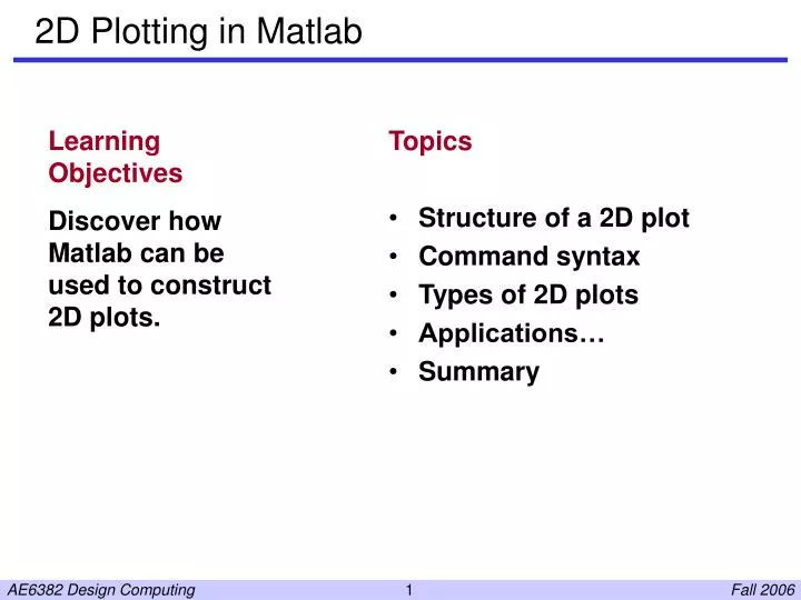 PPT - 2D Plotting in Matlab PowerPoint Presentation, free download ...