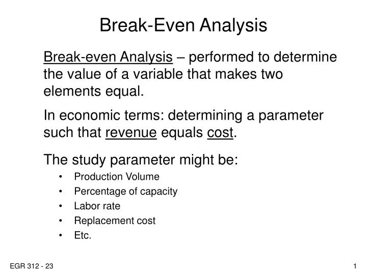 short note on break even analysis
