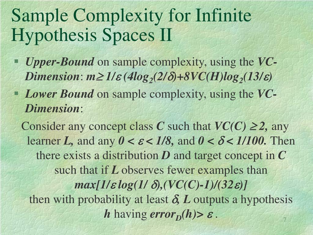 sample complexity for infinite hypothesis spaces in machine learning ppt