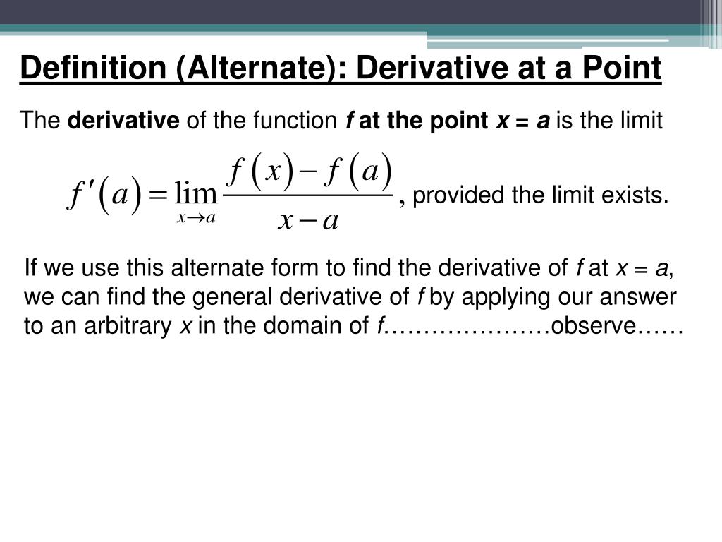 PPT - Definition of the Derivative PowerPoint Presentation, free ...