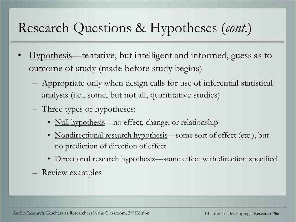 research questions and hypothesis in research