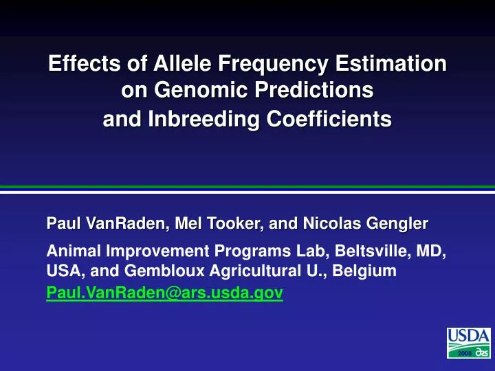 effects of allele frequency estimation on genomic predictions and inbreeding coefficients n.